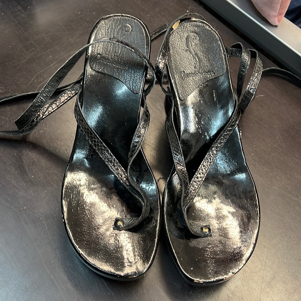 Fortuna Valentino Wooden Sandals Sz 40